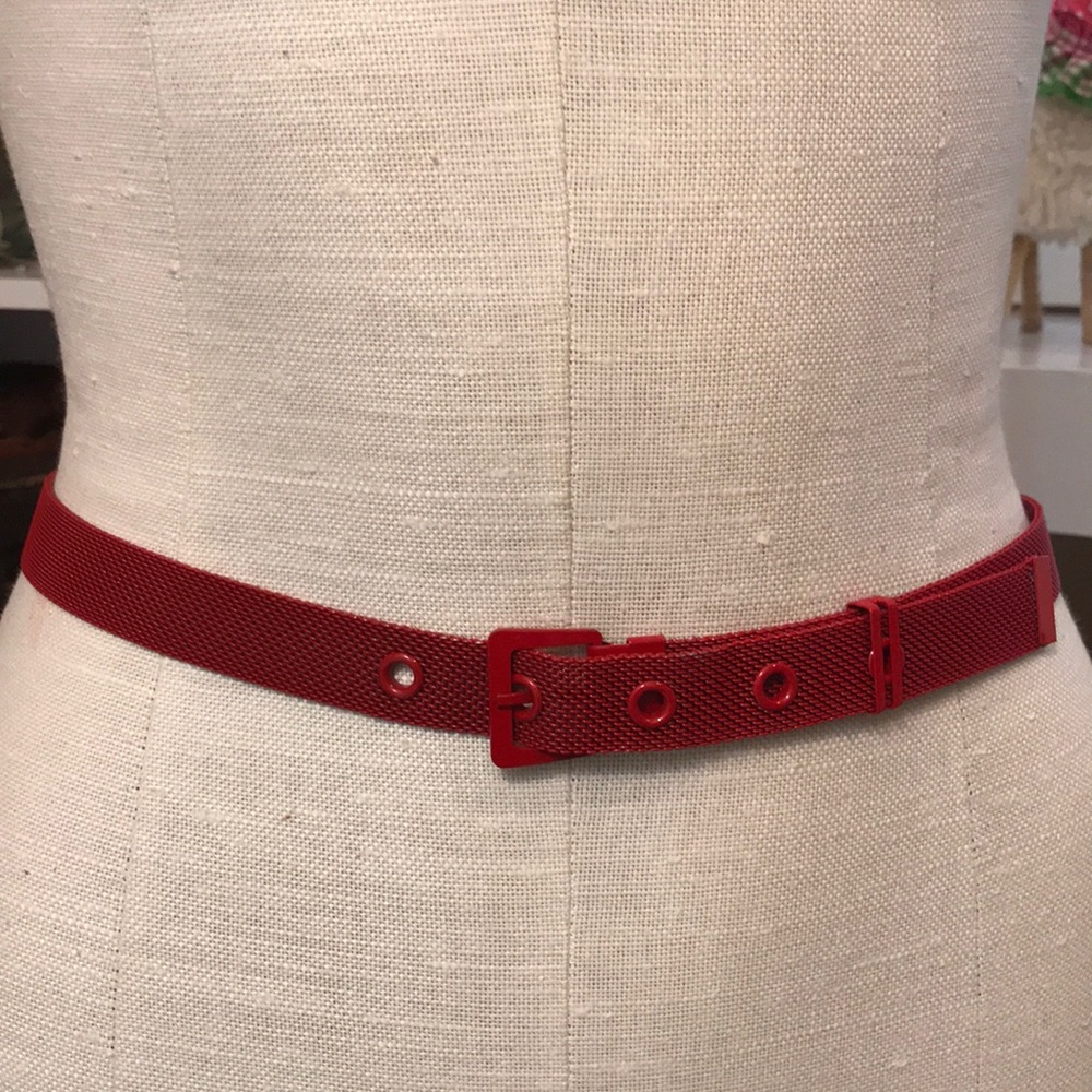 Red woven metal belt